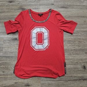 Gorgeous Embellished Football Gameday Shirt W/ Beautiful Beading Size M